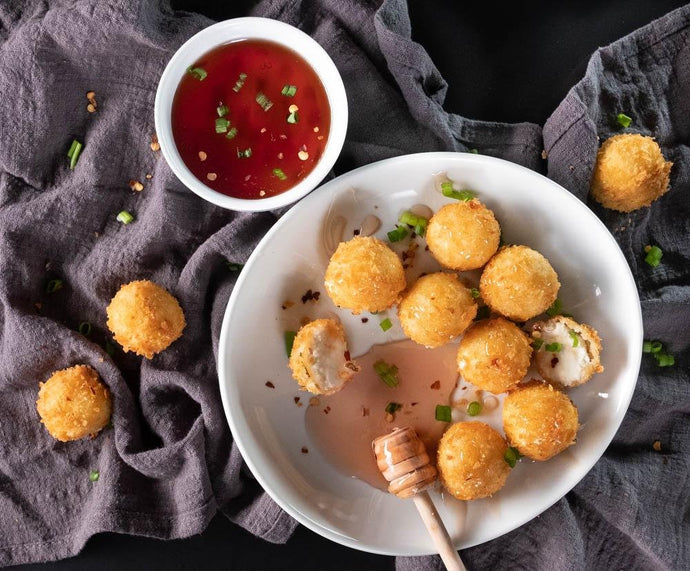 Fried Goat Cheese with Elderberry Honey